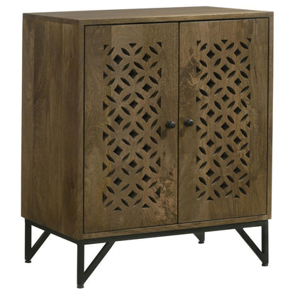 Zaria - 2 Door Wood Trellis Accent Storage Cabinet - Brown