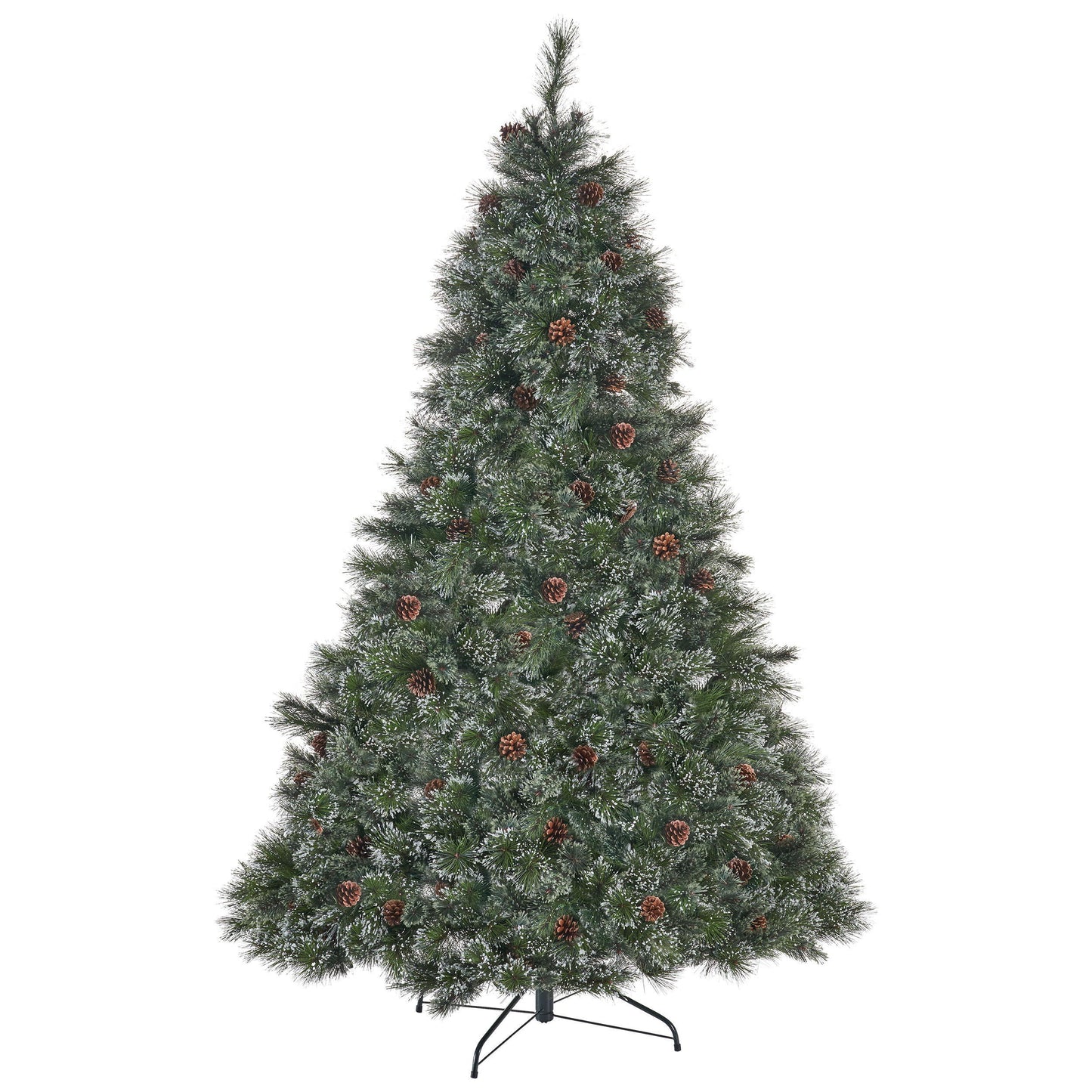 7.5' Cashmere And Snow Bristle Mixed Tree With 83 Pine Cones And 1000Clear Lights, 1561Tips