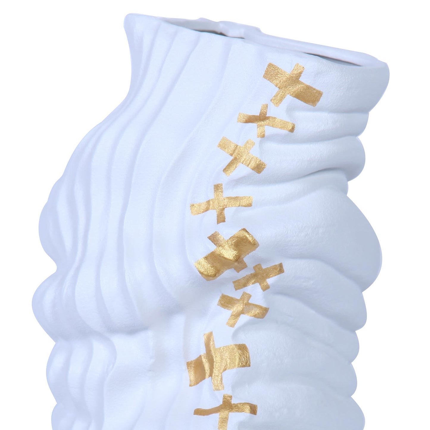 Modern And Elegant White Ceramic Vase With Gold Accents