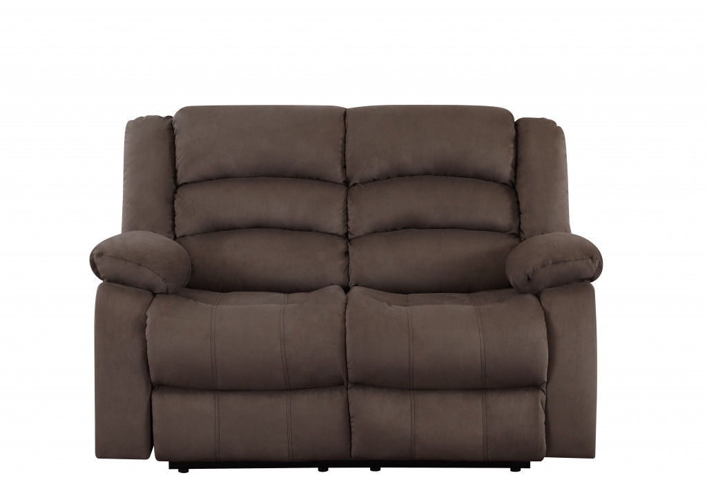 Microfiber Manual Reclining Loveseat - Brown