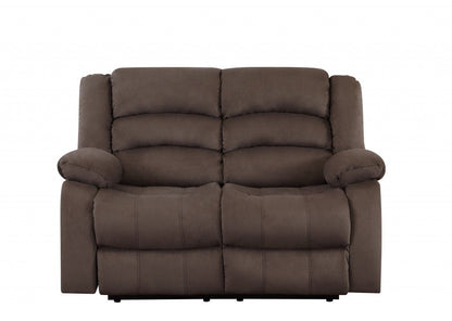 Microfiber Manual Reclining Loveseat - Brown