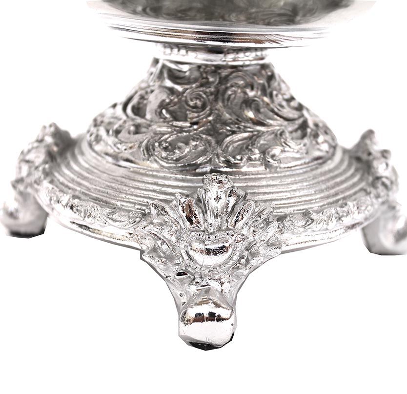 Ambrose Chrome Plated Crystal Embellished Ceramic Fruit Platter - Silver