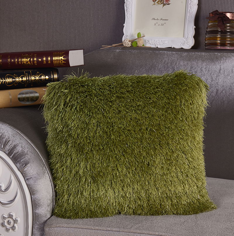 Decorative Shaggy Pillow With Lurex (18 In X 18 In) - Lime Green