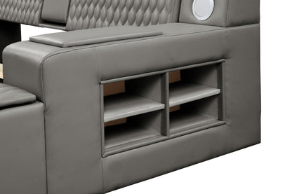 Zoya Smart Multifunctional King Size Bed Made with Wood in Gray