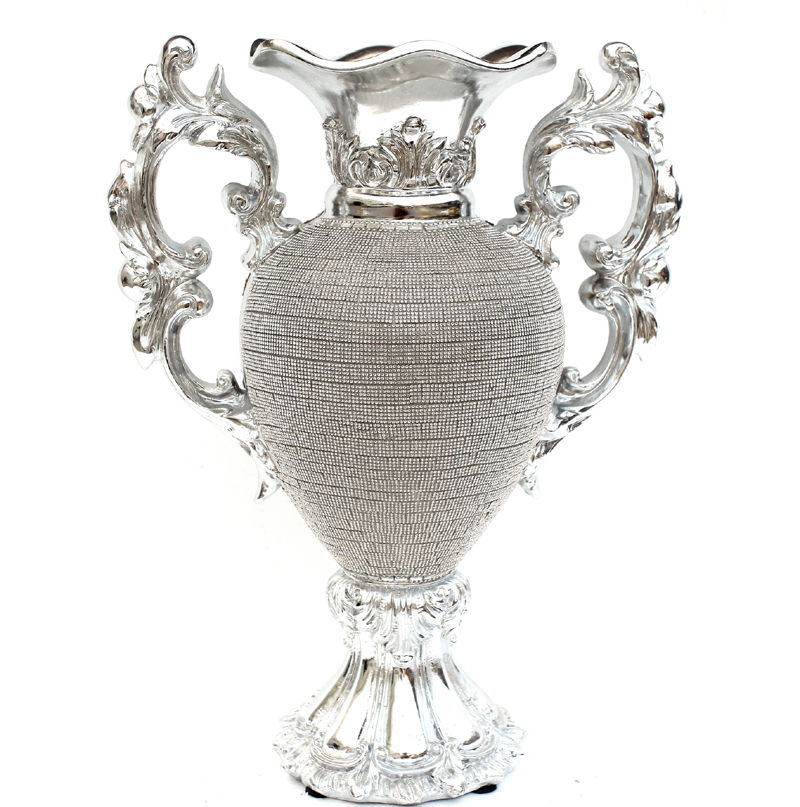 Ambrose Chrome - Plated Crystal Embellished Ceramic Vase - Silver