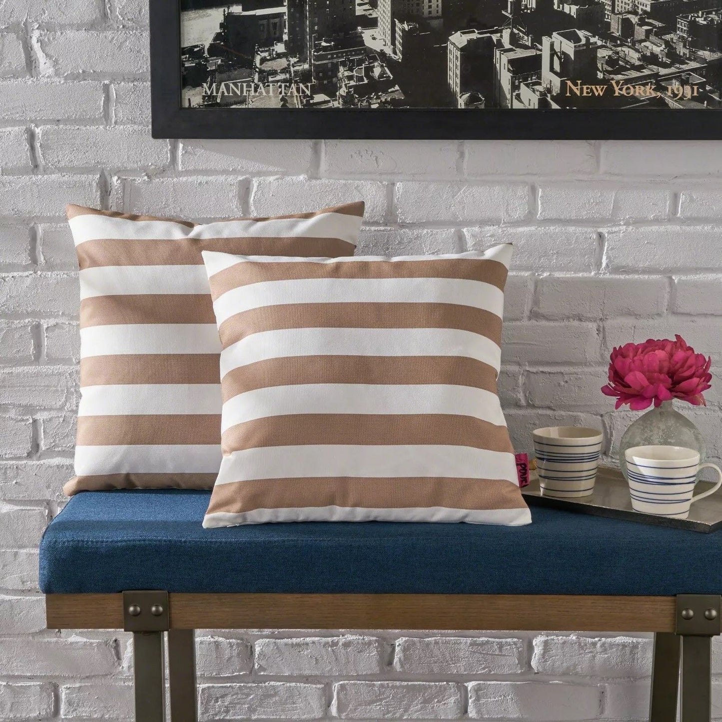 Coronado - Stripe Square Pillow - Brown