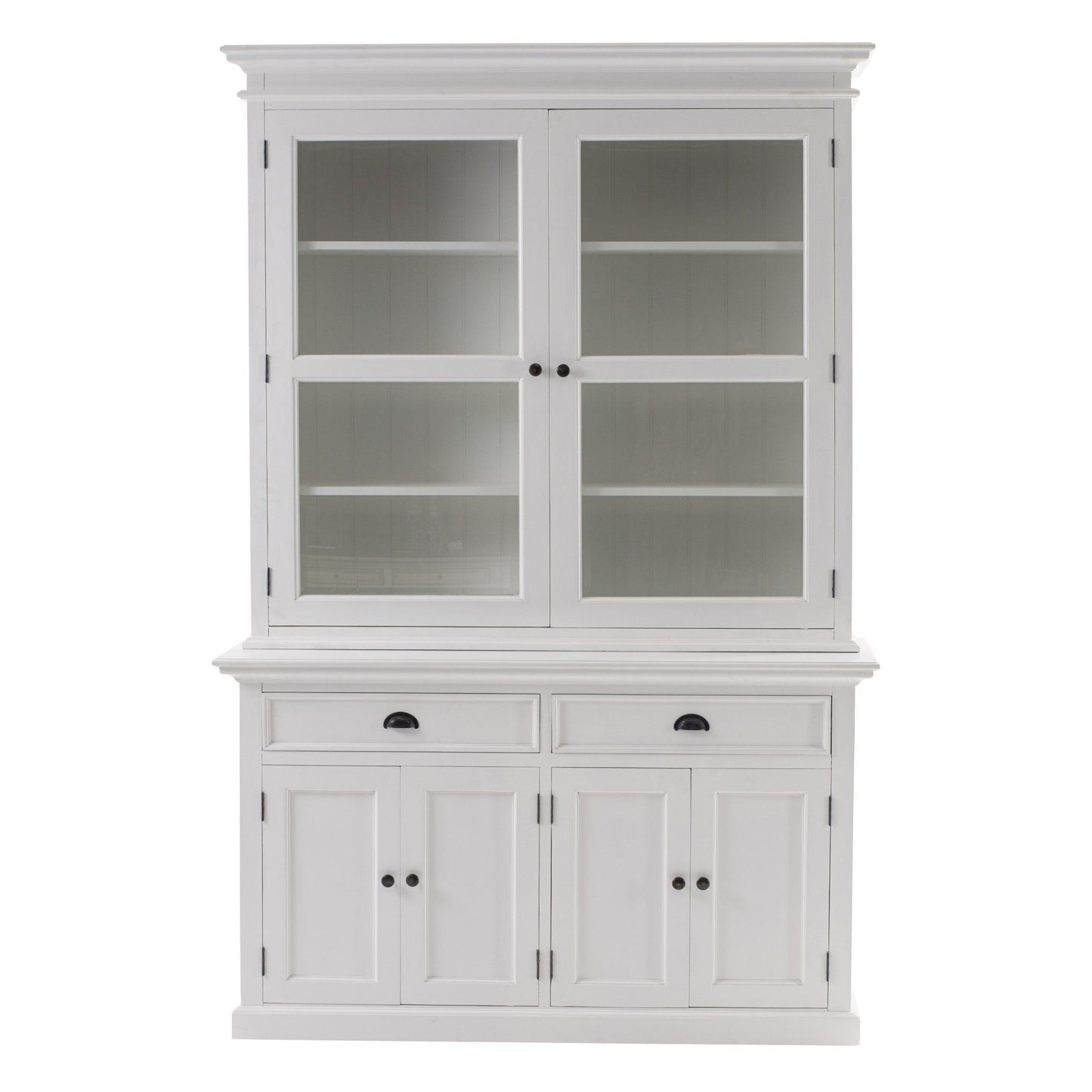 Solid Wood Frame Dining Hutch With Twelve Shelves And Two Drawers - White