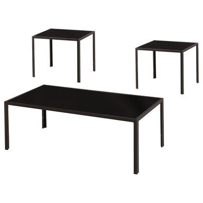 Brock - Rectangular Glass Top Coffee Table Set - Black