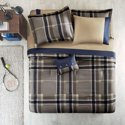 Robbie Twin Plaid Comforter Set With Bed Sheets