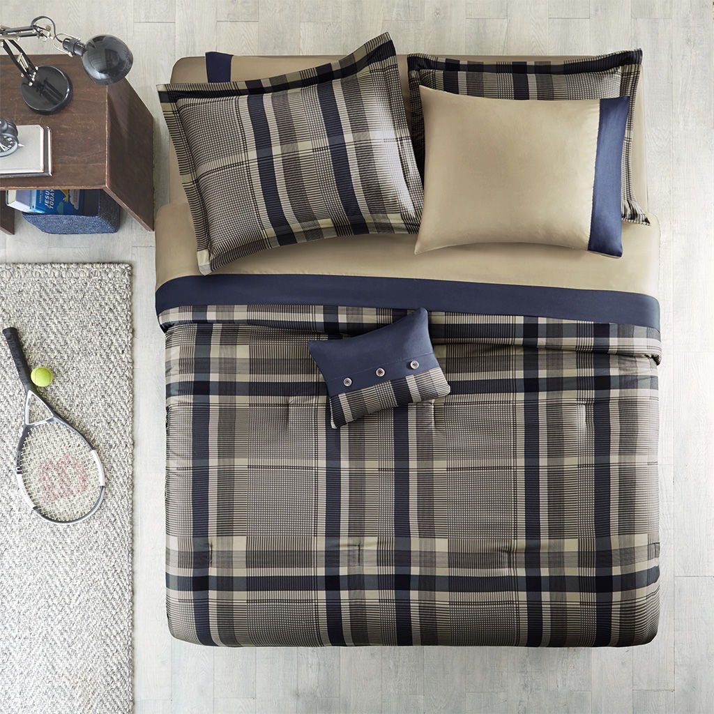 Robbie Queen Plaid Comforter Set With Bed Sheets