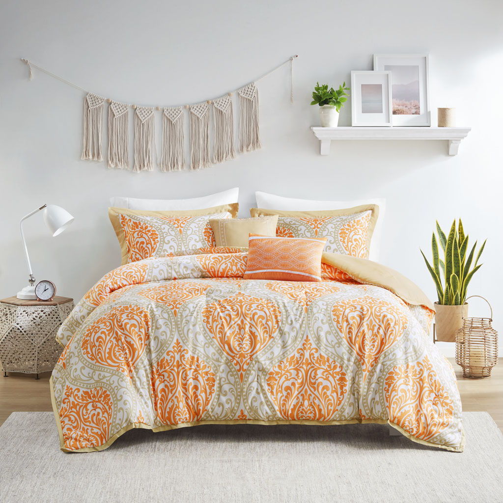 Senna Twin Long Comforter Set - Orange