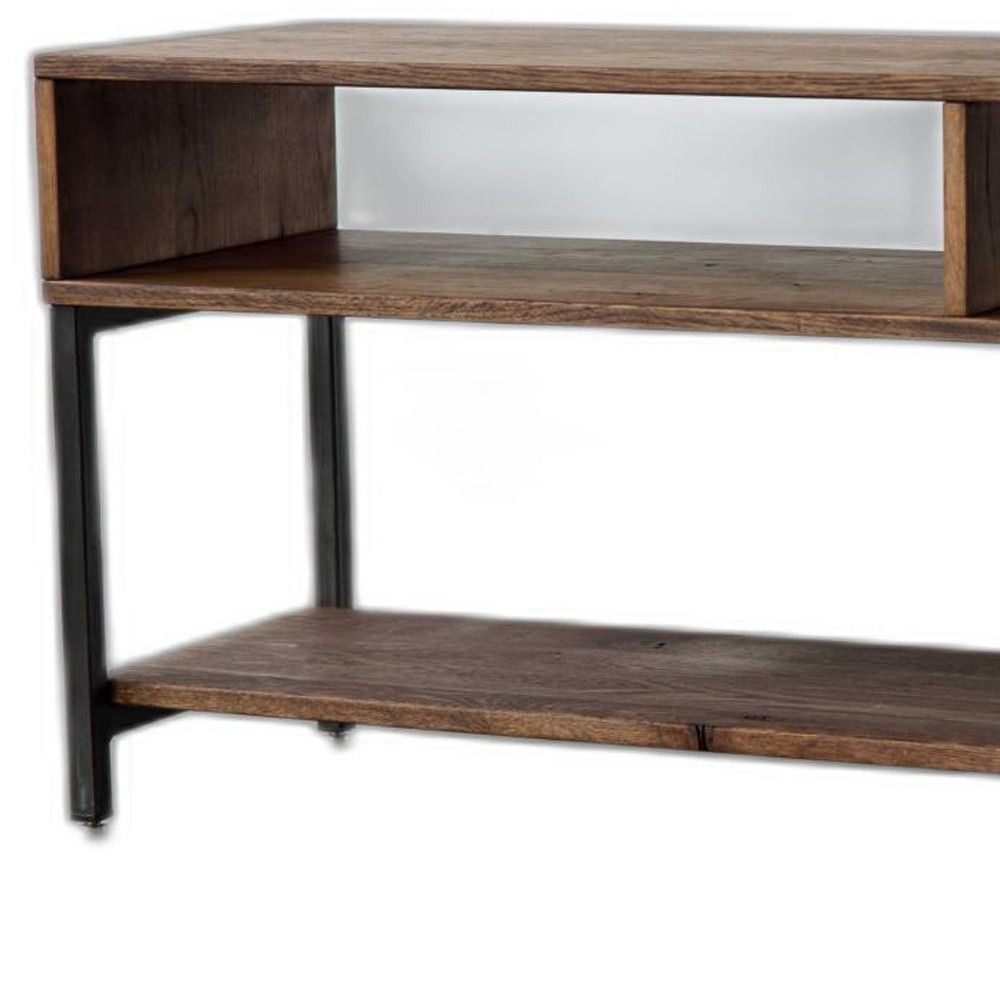 Wood Open Shelving TV Stand - Brown