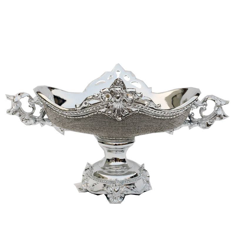 Ambrose Chrome Plated Crystal Embellished, Fruit Platter - Silver