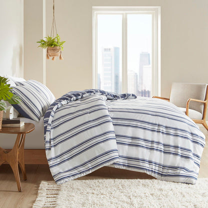 Striped Reversible Comforter Set Navy