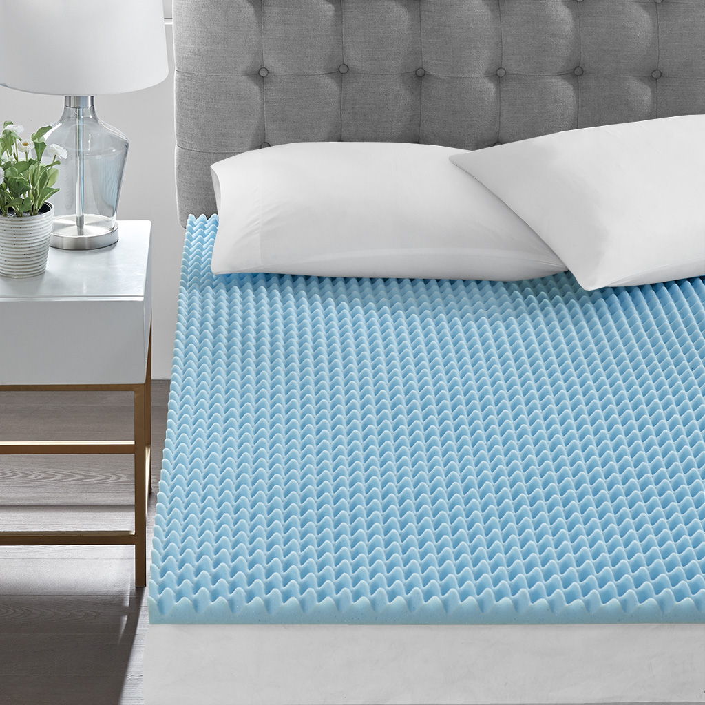 All Season Reversible Hypoallergenic 15" Cooling Mattress Topper - Blue