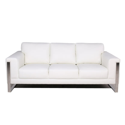 Modern Leather Metal Leg Sofa