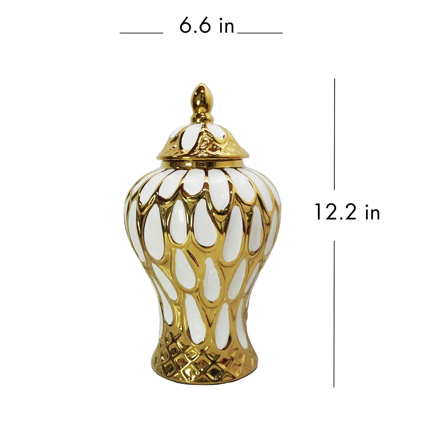 Alluring Ginger Jar With Removable Lid - White / Gold