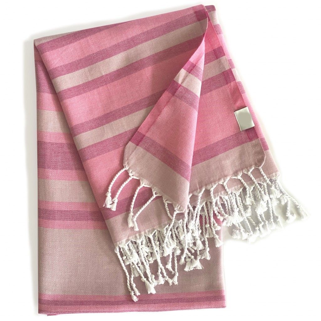 Shades Striped Design Turkish Beach Blanket - Of Pink