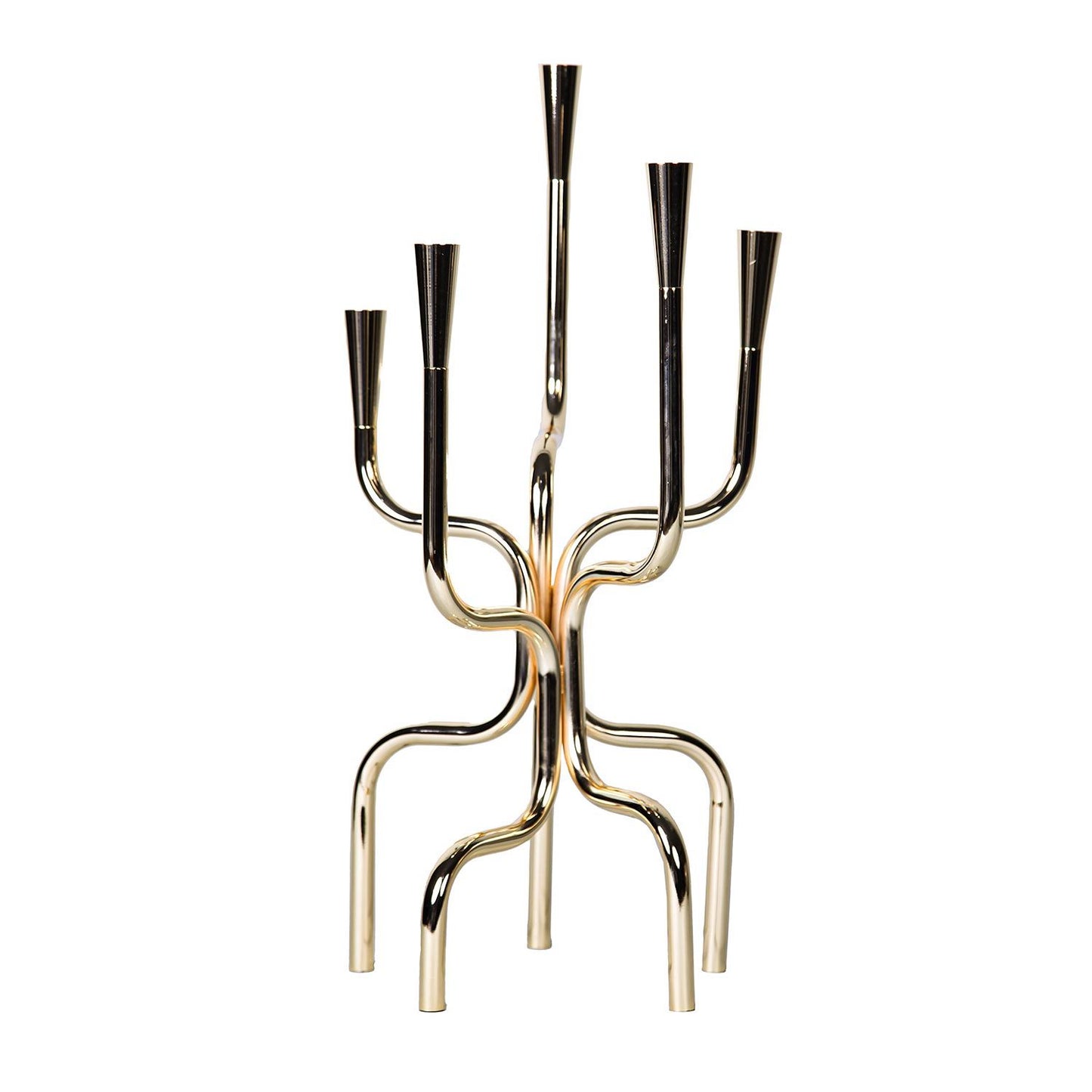 Modern Geometric 5 Candles Holder In Gold