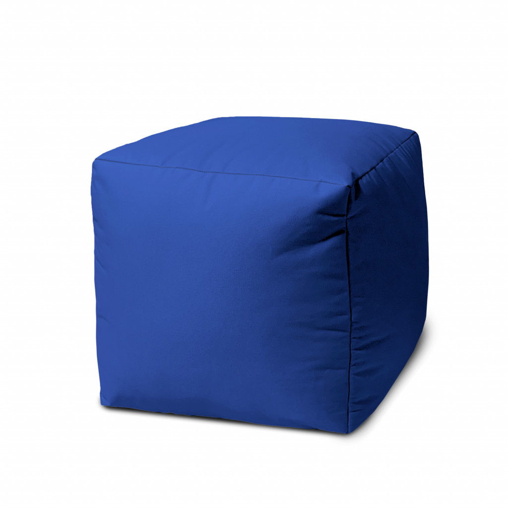 Canvas, Cube Outdoor Pouf Ottoman - Blue