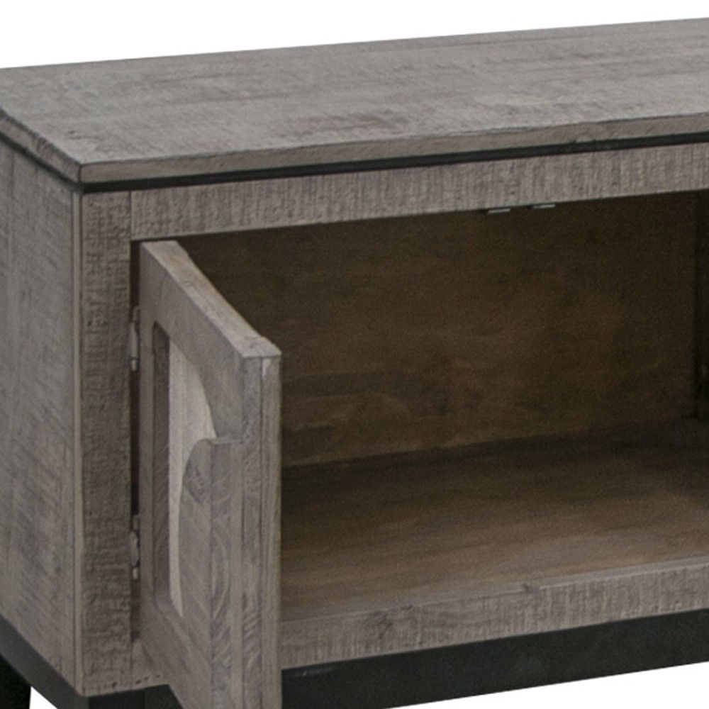 Solid Wood Cabinet Enclosed Storage Distressed TV Stand - Gray