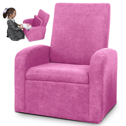 Kids Comfy Upholstered Recliner Chair With Storage - Pink