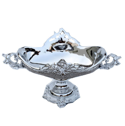 Ambrose Chrome Plated Crystal Embellished, Fruit Platter - Silver