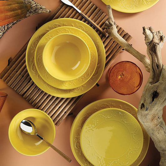 Fulya 16 Pieces Dinnerware Set - Yellow