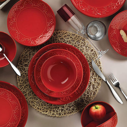 Fulya 16 Pieces Dinnerware Set - Red