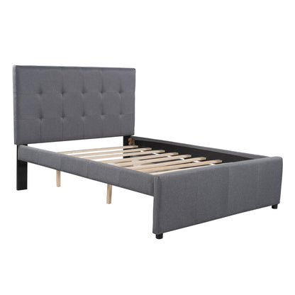 Linen Upholstered Platform Bed With Headboard and Two Drawers, Full(Old SKU: SM000505AAE)