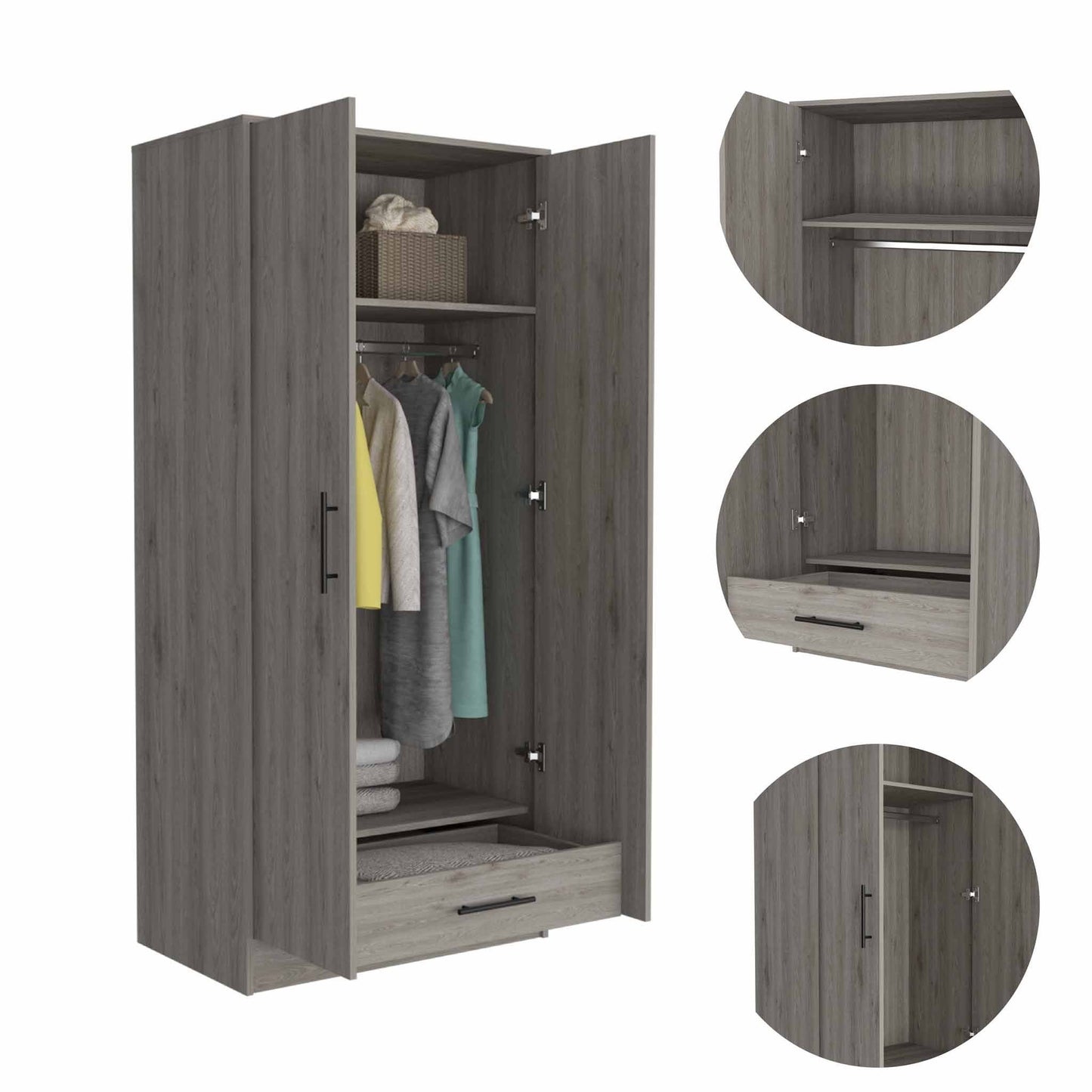 Tall Two Door Closet - Light Gray