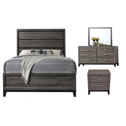 Sierra King 4 Pc Contemporary Bedroom Set Made with Wood in Gray