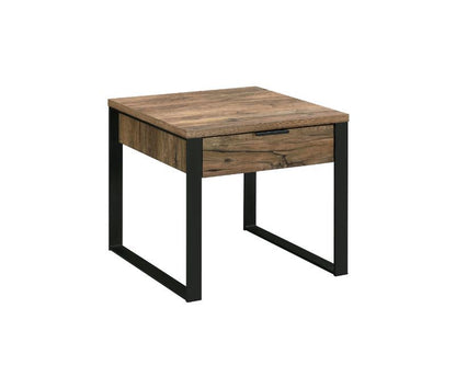 Aflo - End Table - Weathered Oak & Black Finish