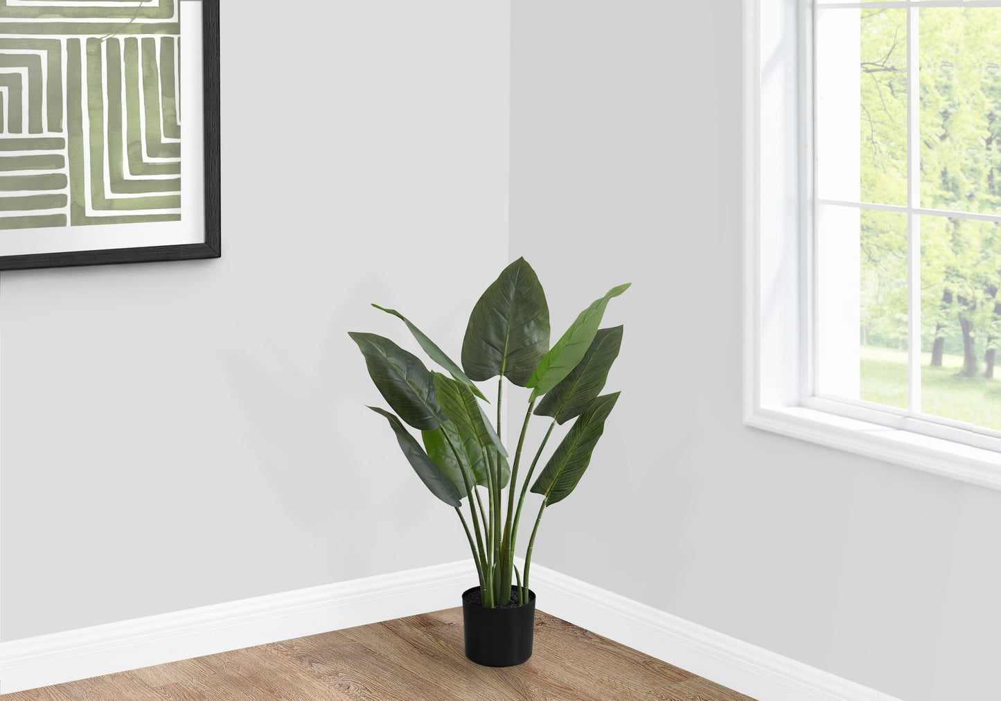 37" Tall, Artificial Plant, Aureum Tree, Indoor, Faux, Fake, Floor, Greenery, Potted, Real Touch, Decorative - Green / Black