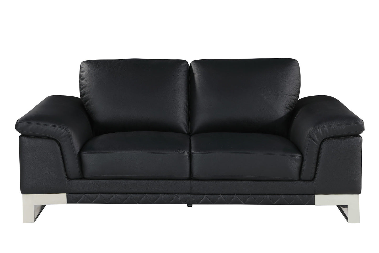 Love Seat Genuine Leather - Silver / Black