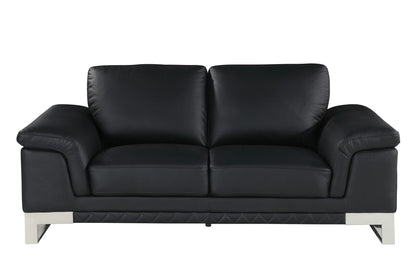 Love Seat Genuine Leather - Silver / Black