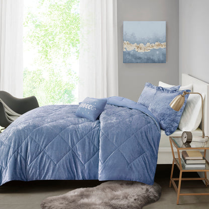 Felicia Twin Long Velvet Comforter Set