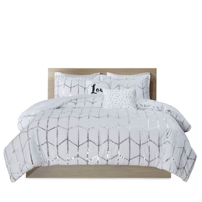 Raina Queen Metallic Printed Comforter Set