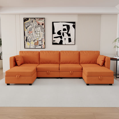 UNITED WE WIN Modular Sectional Sofa U Shaped Modular Couch with Reversible Chaise Modular Sofa Sectional Couch with Storage Seats