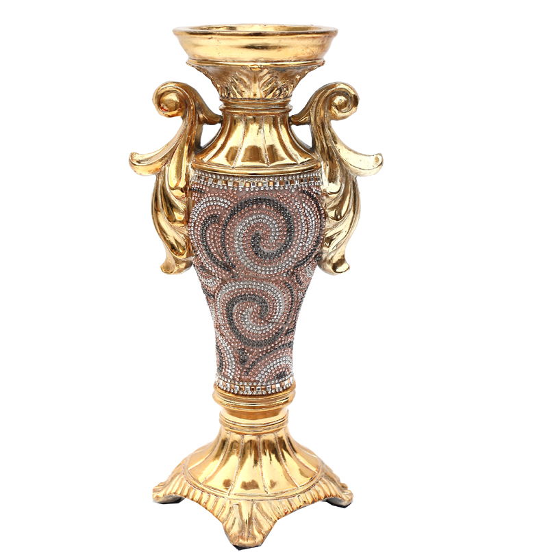 Ambrose Gold Plated Crystal Embellished Ceramic Candlestick Holder (6 In. X 4 In. X 11. 5 In.)