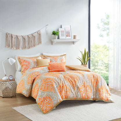 Senna Twin Long Comforter Set - Orange