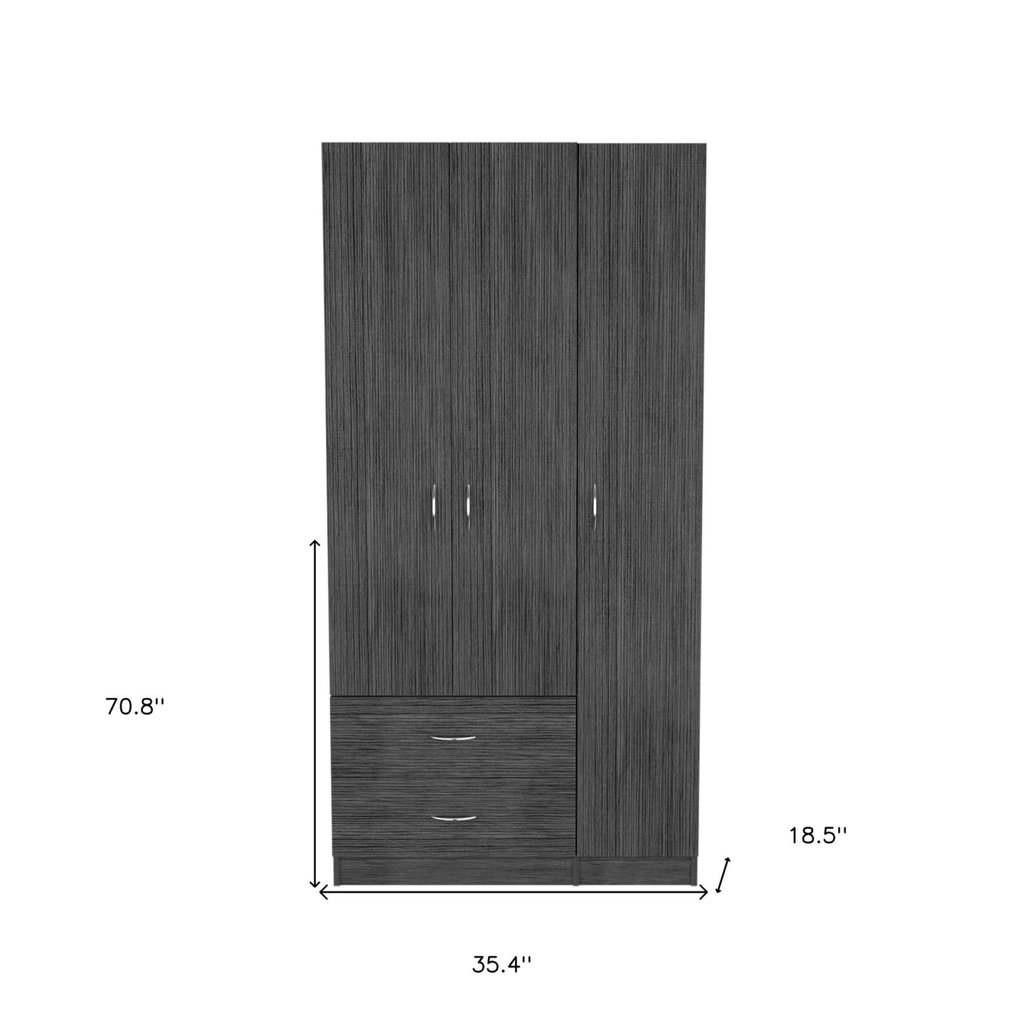 Two Drawer Combo Dresser - Dark Gray