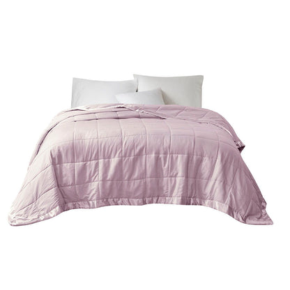 Oversized Down Alternative Blanket With Satin Trim, Lilac