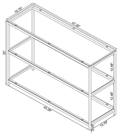 Trini - 2-Shelf Glass Top Entryway Console Table - Black Nickel