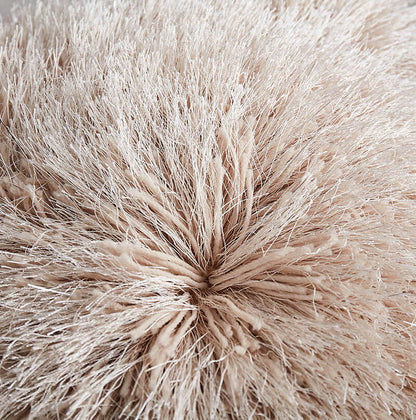 Decorative Shaggy Pillow With Lurex (18 In X 18 In) - Beige