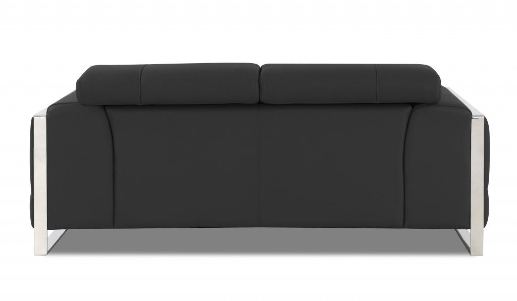 Italian Leather Loveseat - Gray