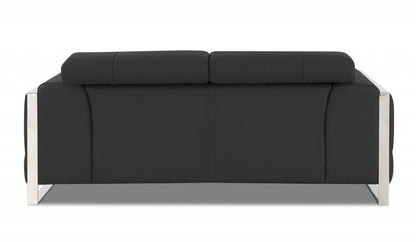 Italian Leather Loveseat - Gray