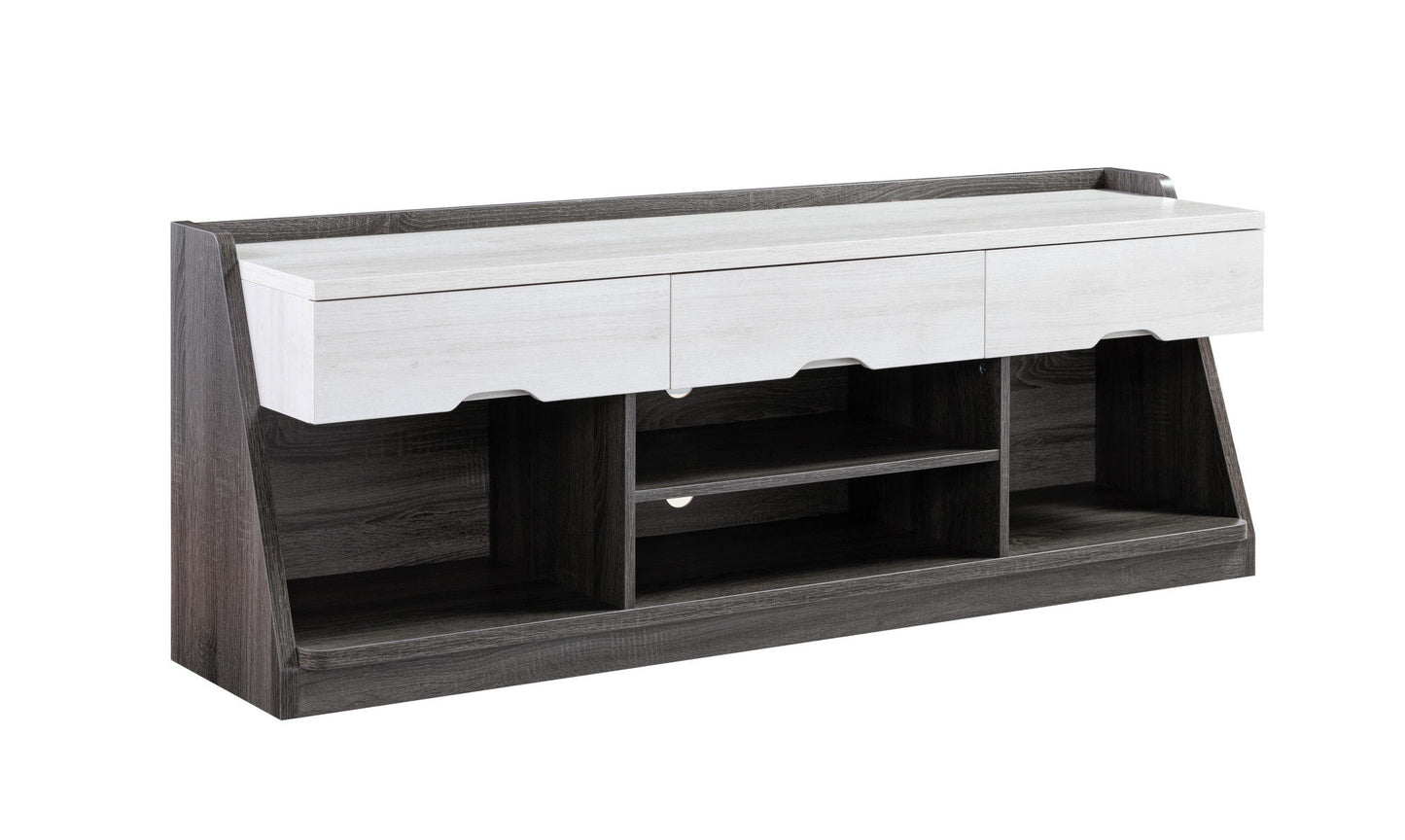 Particle Board Cabinetenclosed Storage TV Stand - White Oak / Distressed Gray