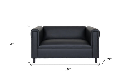 Faux Leather Loveseat - Black