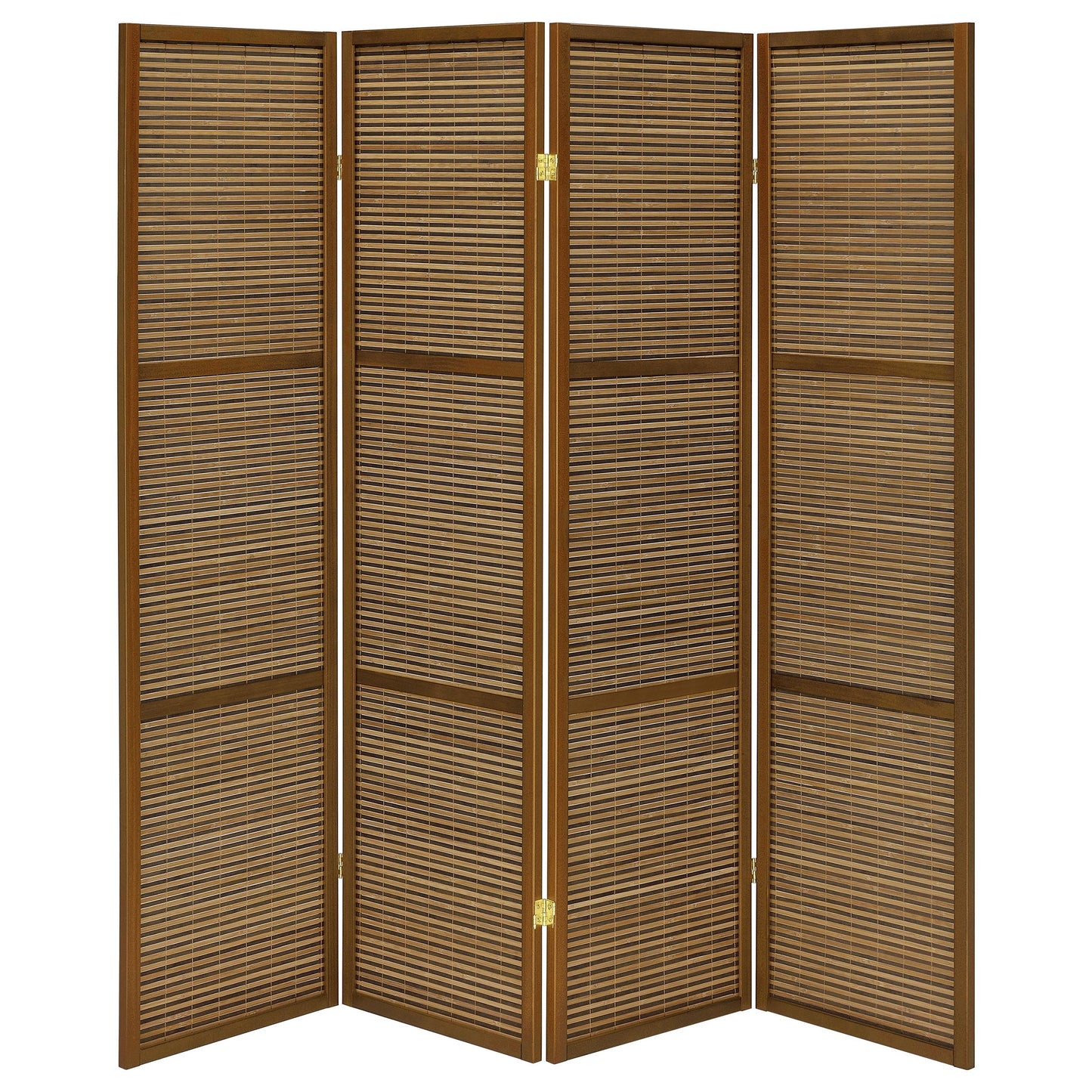 Browning - 4-Panel Bamboo Room Divider Folding Screen - Walnut